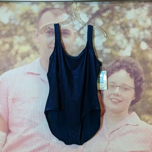 Ribbed Scoop Back Navy 3X Swimsuit